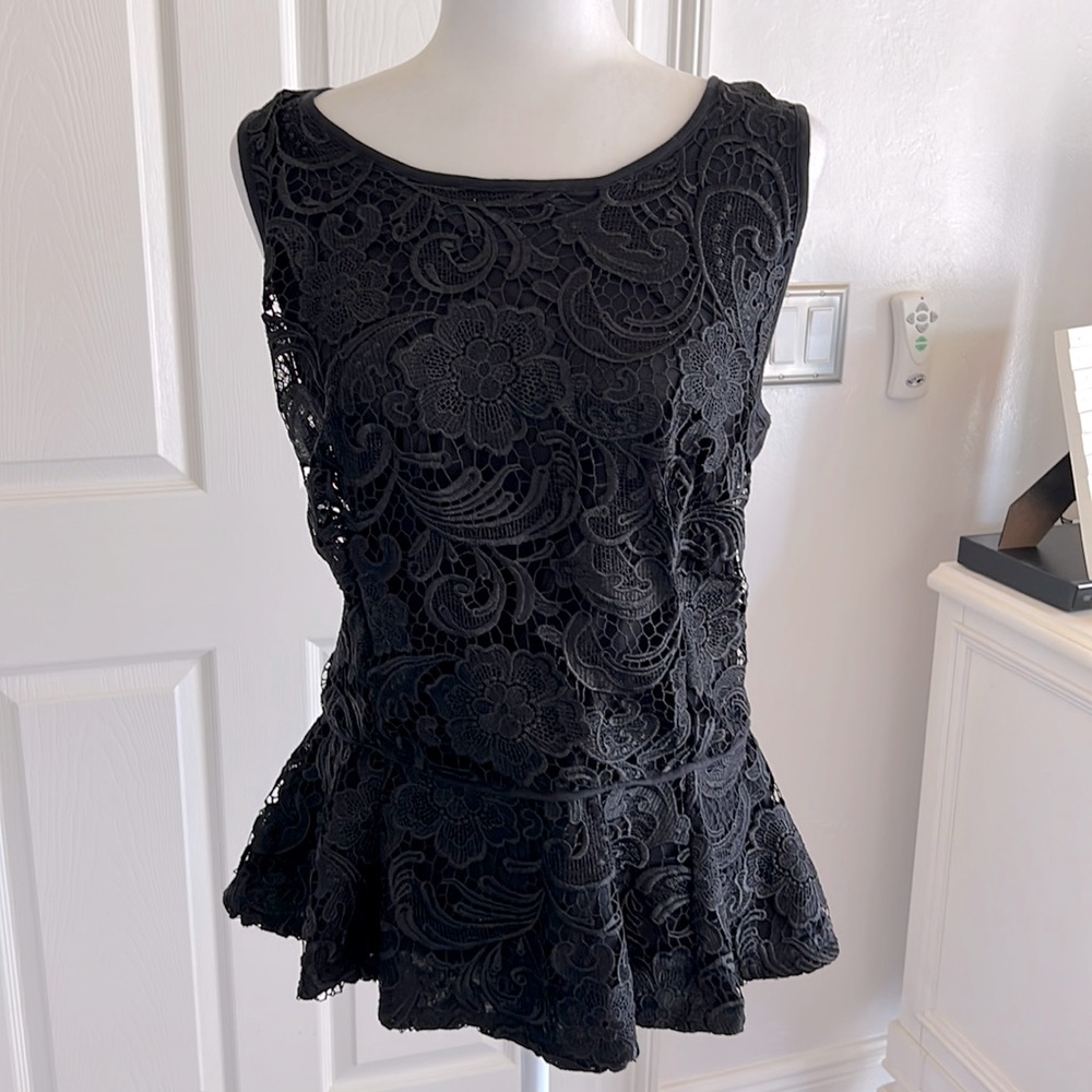 INC International Concept black peplum lace top